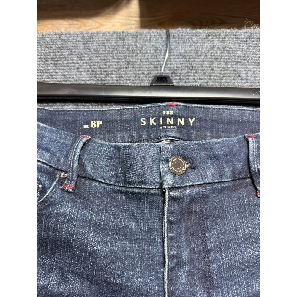 White House Black Market The Skinny Ankle Jeans Women 8P Blue Button Hem - Picture 12 of 12